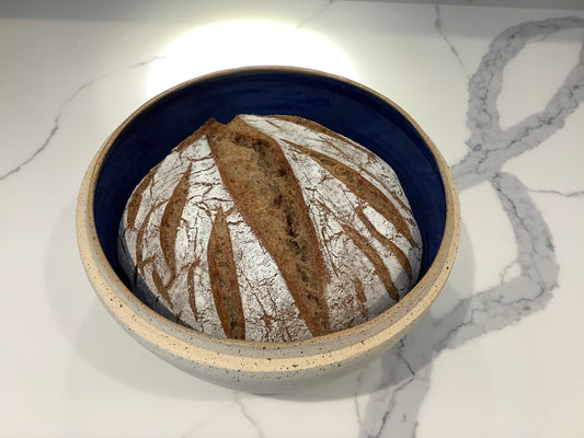 Bread pot - handmade black and brown stoneware