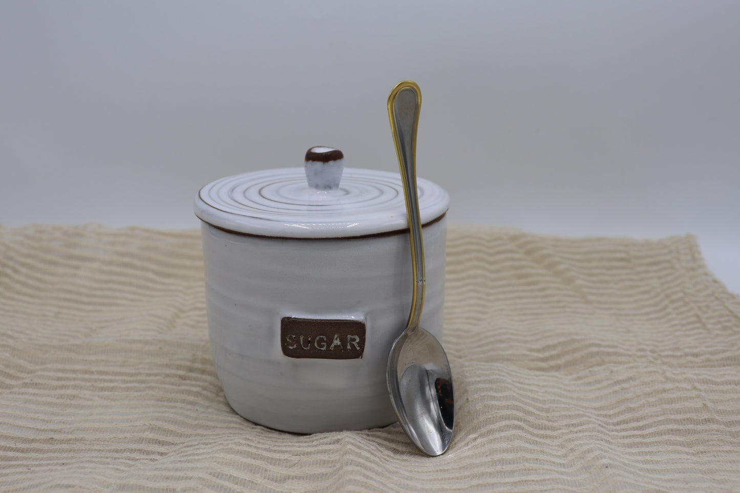 Grey stoneware sugar jar with lid - Colour of your choice