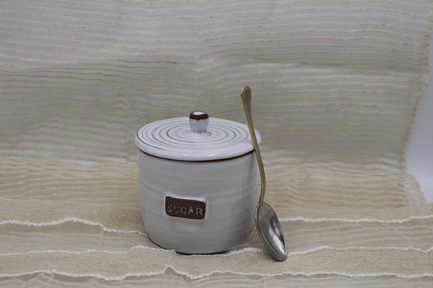 Grey stoneware sugar jar with lid - Colour of your choice