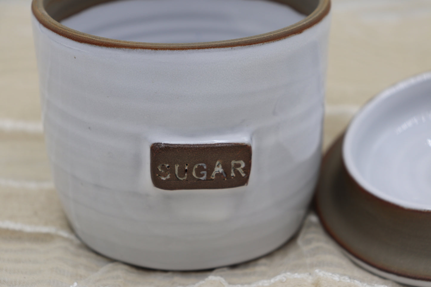 Grey stoneware sugar jar with lid - Colour of your choice