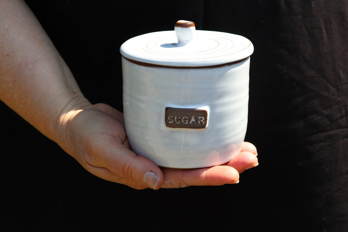 Grey stoneware sugar jar with lid - Colour of your choice