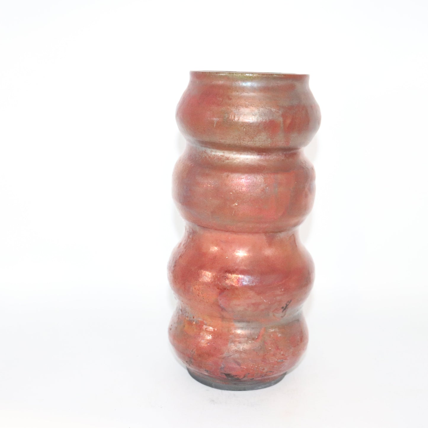 Large Ceramic white Raku Clay with a blue topaz raku Glaze, Handmade tall Vase