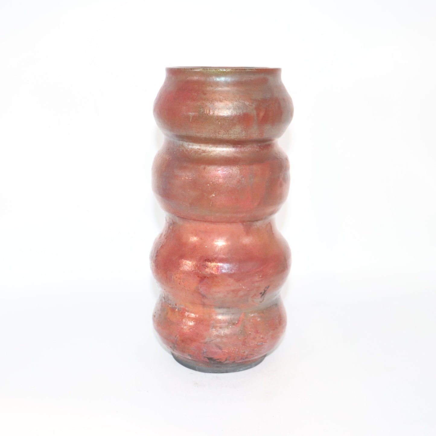 Large Ceramic white Raku Clay with a blue topaz raku Glaze, Handmade tall Vase