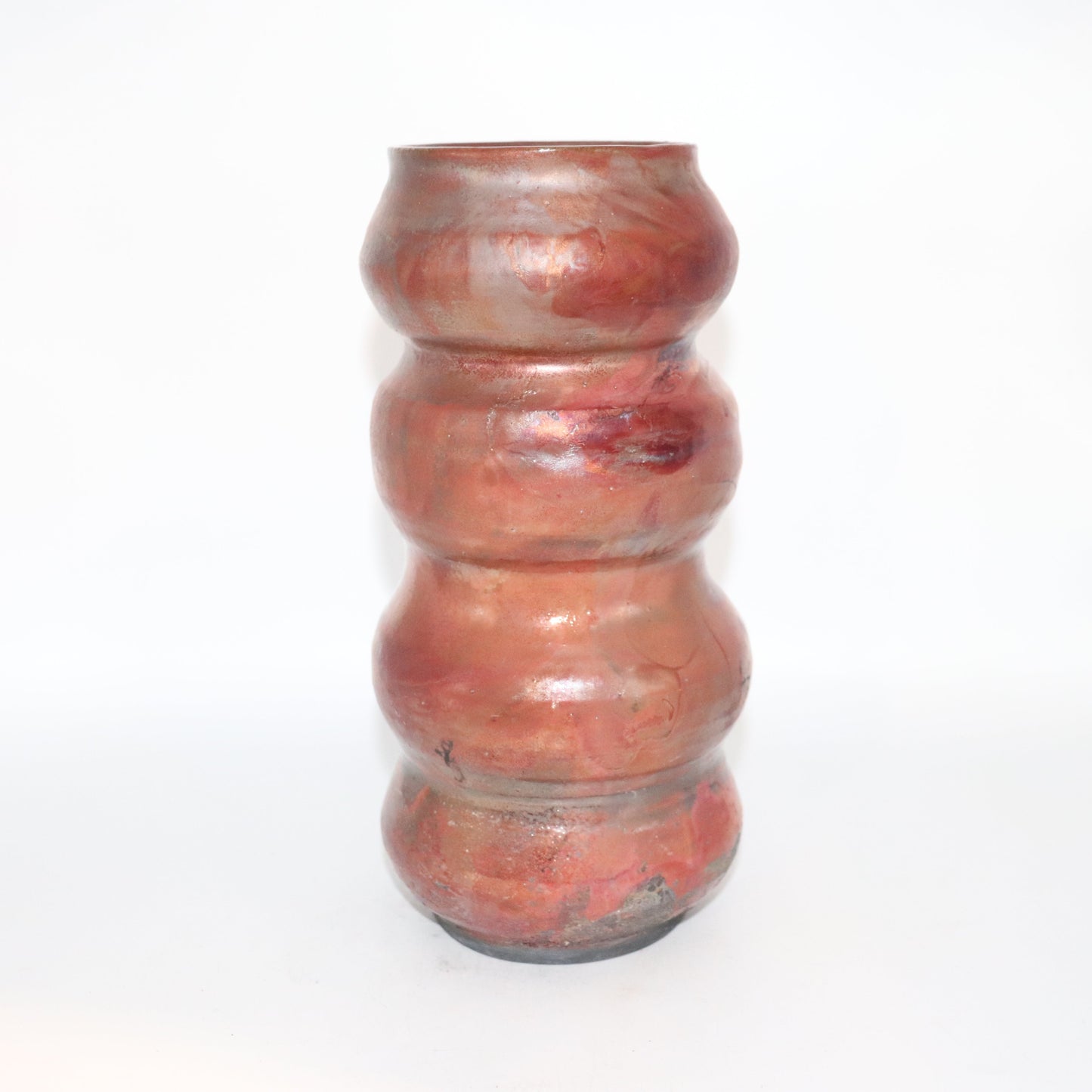 Large Ceramic white Raku Clay with a blue topaz raku Glaze, Handmade tall Vase