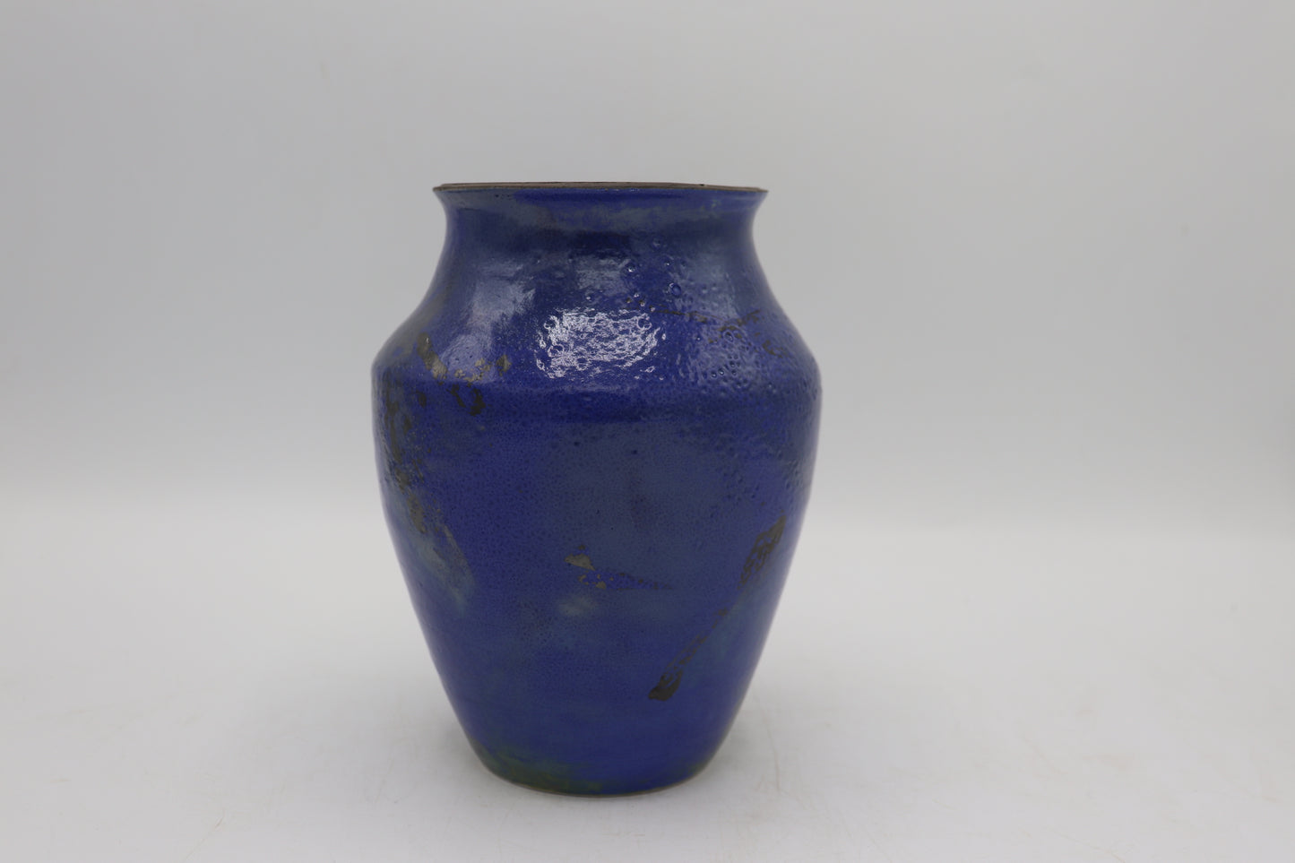 Handmade Raku Vase in a Blue Raku Glaze