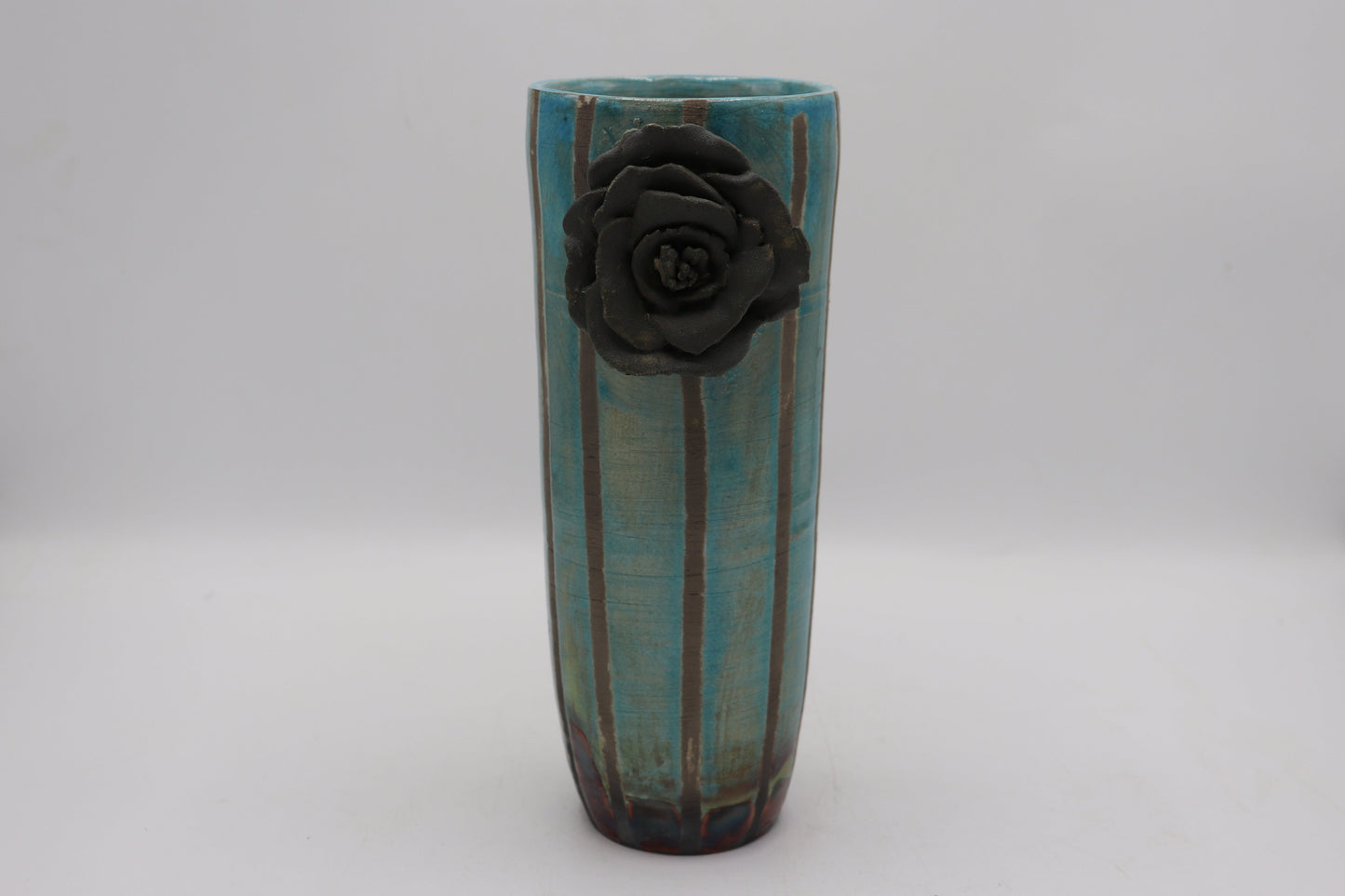 Handmade Raku Vase in a Turquoise Raku Glaze