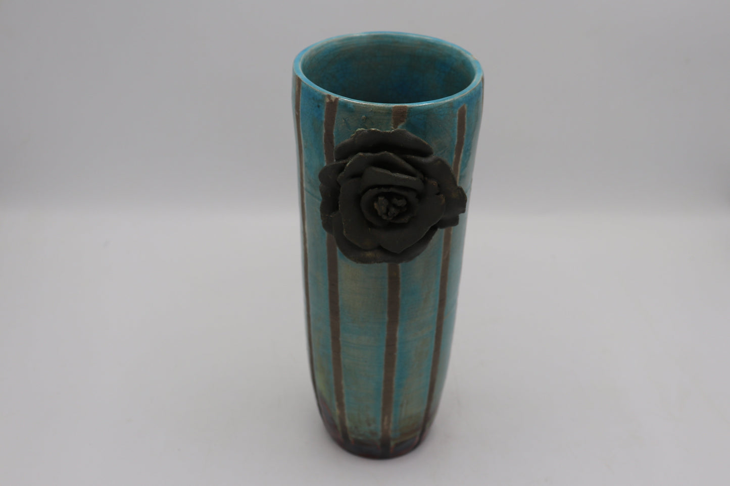 Handmade Raku Vase in a Turquoise Raku Glaze