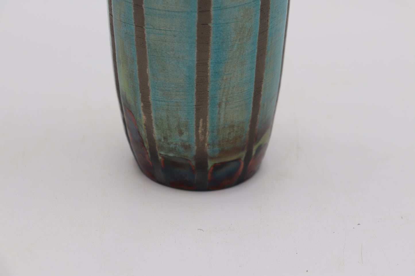 Handmade Raku Vase in a Turquoise Raku Glaze