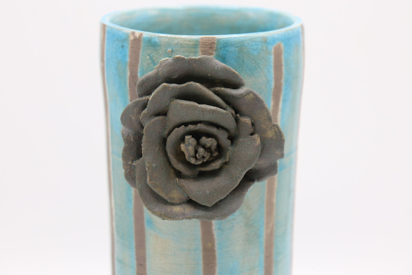 Handmade Raku Vase in a Turquoise Raku Glaze