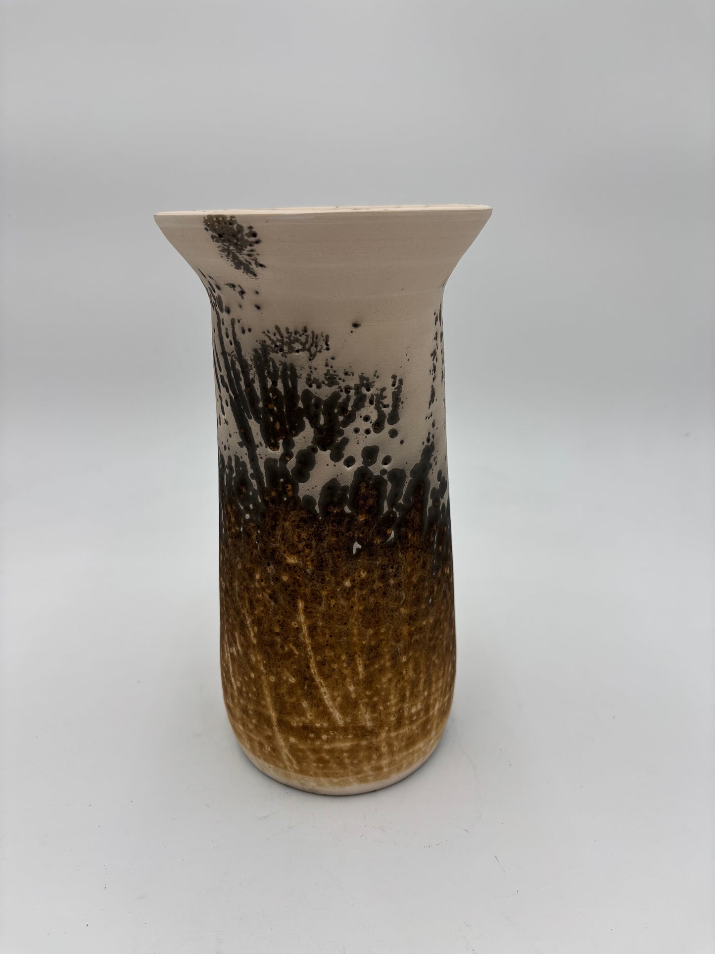 Large vase made from white Raku clay and fired in Obvara firing technique