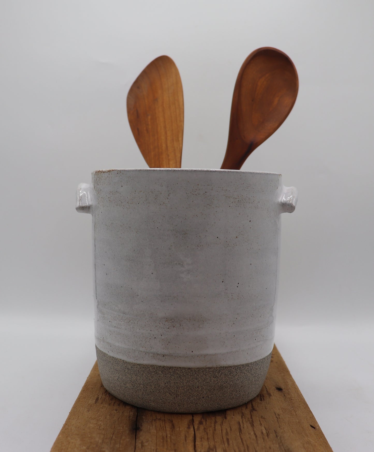 Utensil holder- grey stoneware - Color of your choice