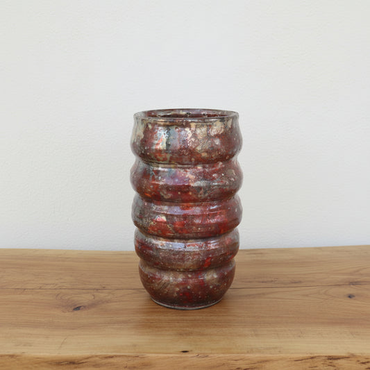 Ceramic Raku Clay with a starry night raku Glaze, Handmade tall Vase
