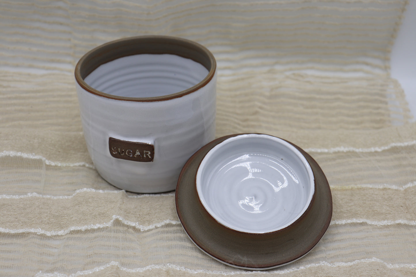 Grey stoneware sugar jar with lid - Colour of your choice