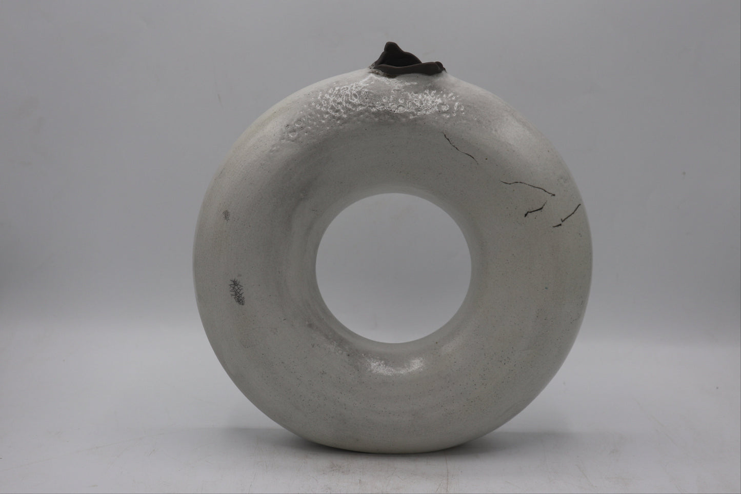 Handmade Raku Vase in a White Raku Glaze
