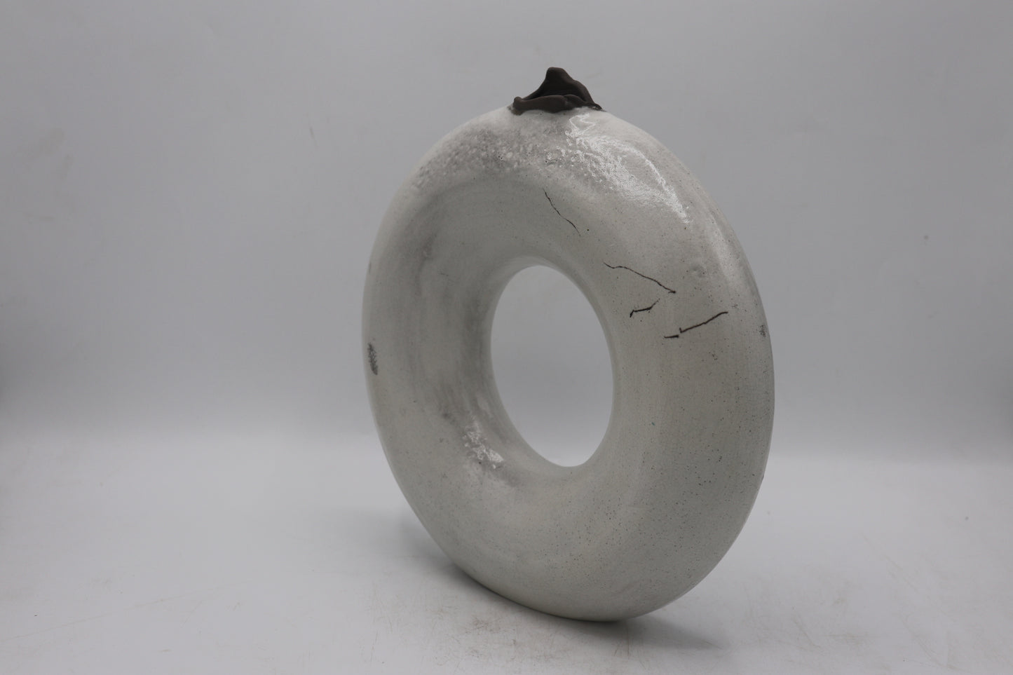 Handmade Raku Vase in a White Raku Glaze