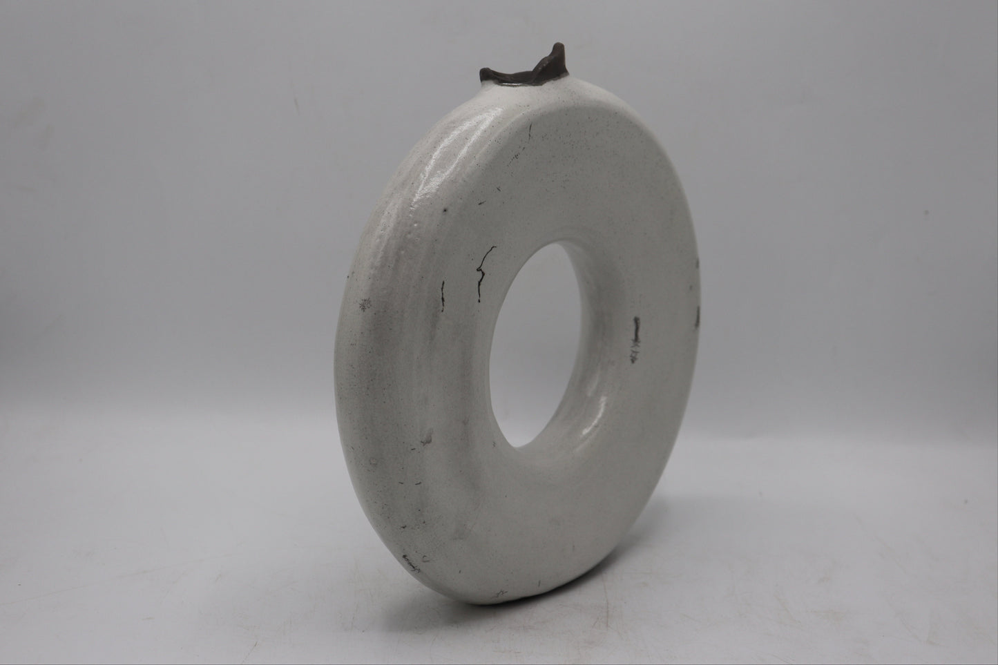 Handmade Raku Vase in a White Raku Glaze