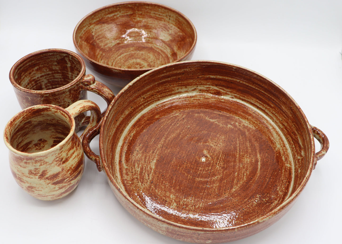 Rustic 9” ceramic casserole and salad bowl