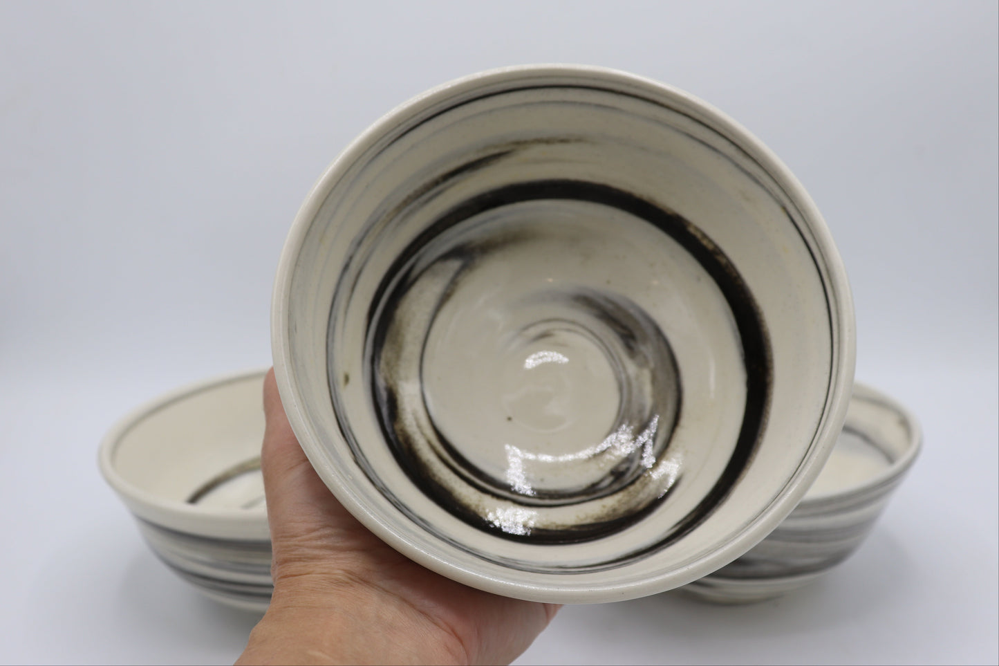 Ceramic bowl Handmade -  Black & white