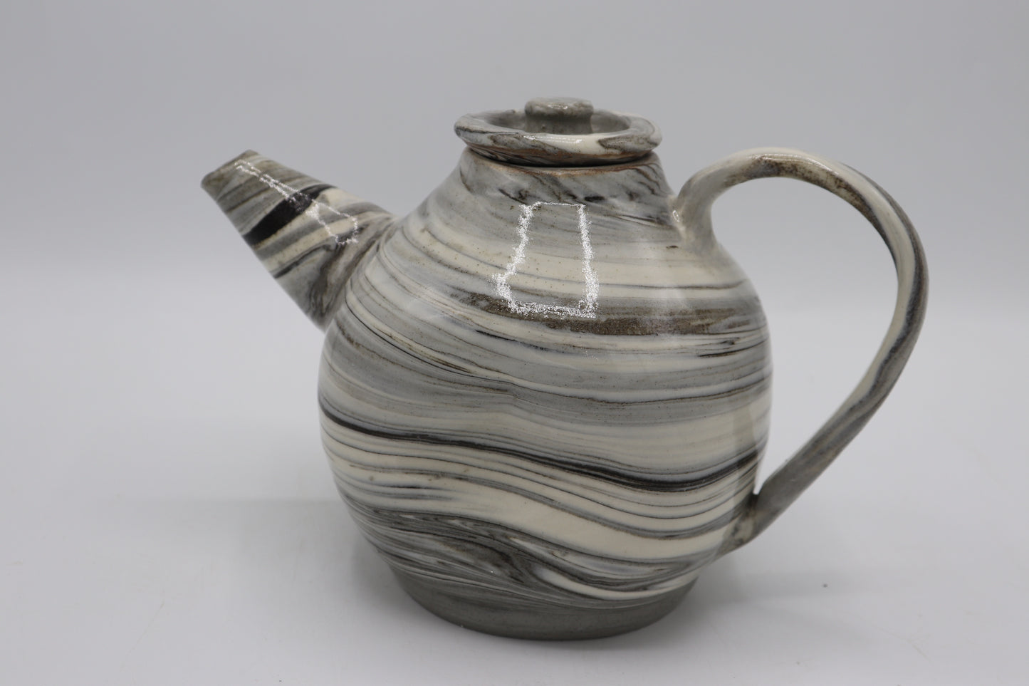 Ceramic Tea Pot Handmade -  Black & white