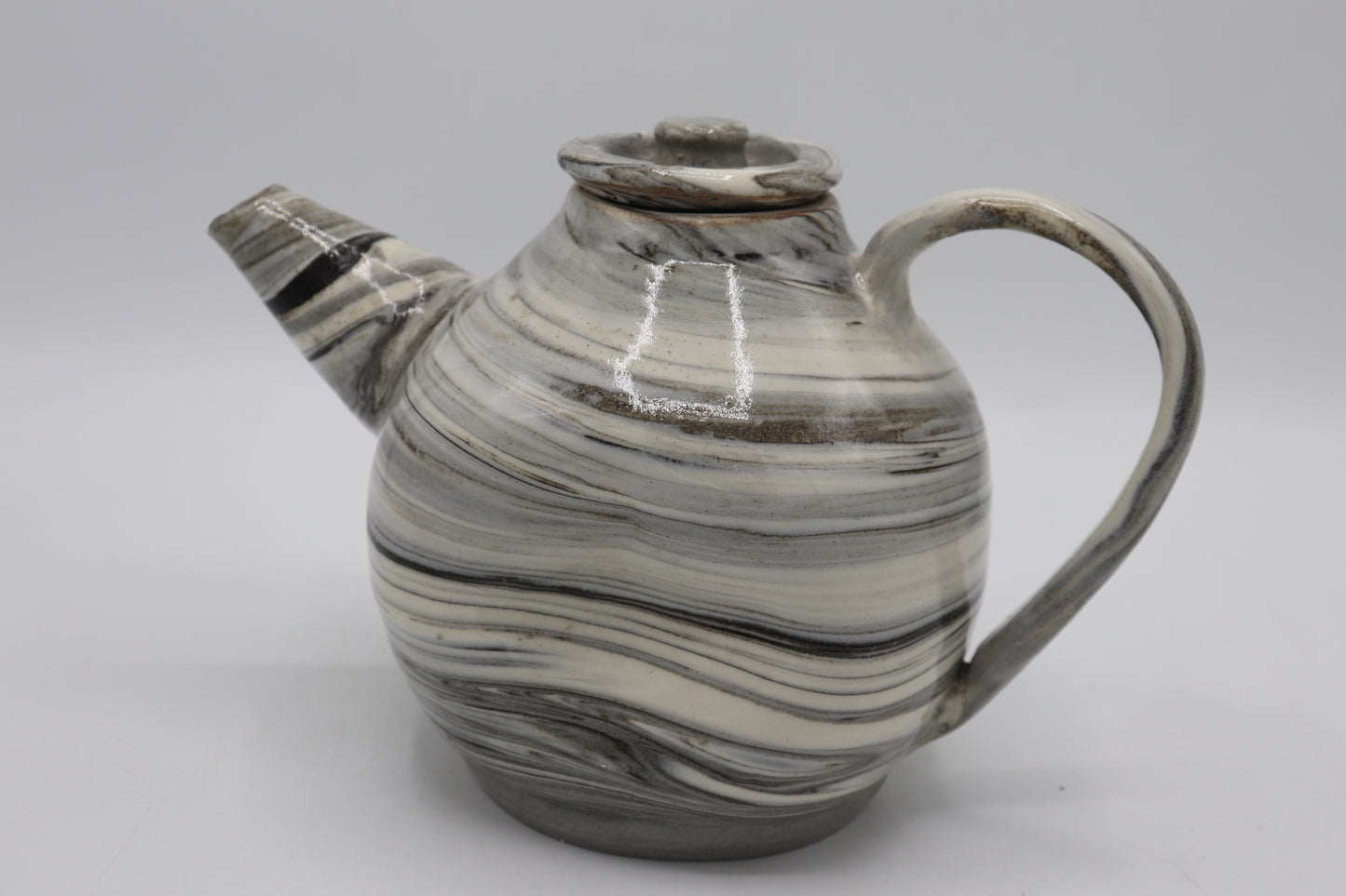 Ceramic Tea Pot Handmade -  Black & white