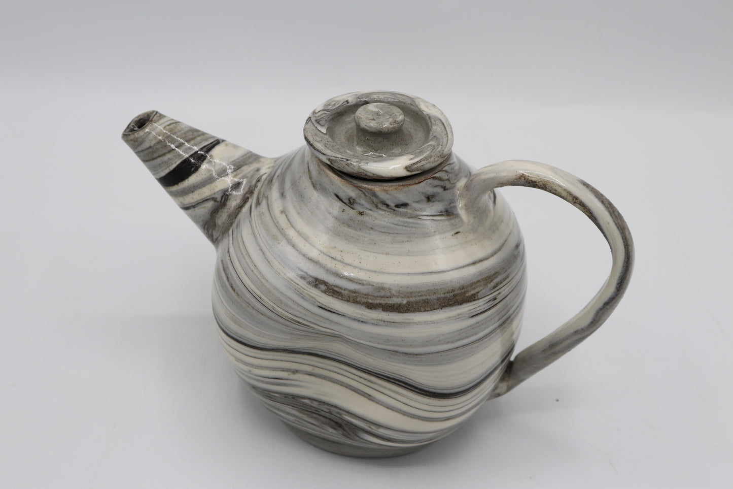 Ceramic Tea Pot Handmade -  Black & white