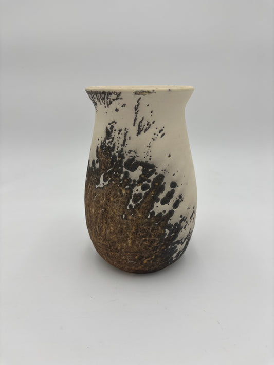 Raku vase made from white Raku clay and fired in Obvara firing technique